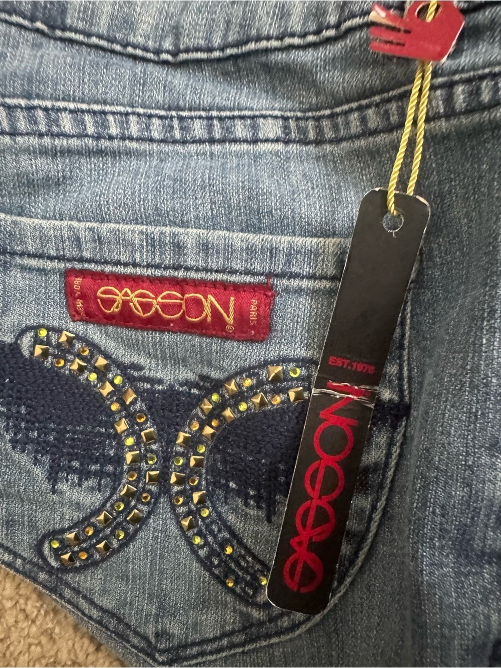 Sassoon Ooh La La Bootcut Jeans | Y2K Embellished Pocket Denim | Size 10 NWT - Picture 6 of 7